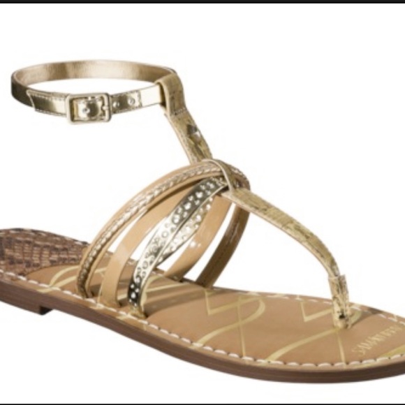 Sam & Libby Shoes - Sam and Libby Faux Snakeskin & Gold Thong Sandal